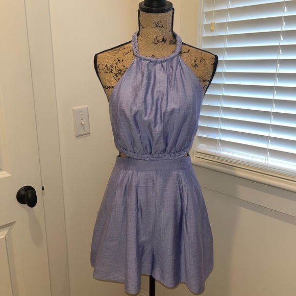 DO + BE Romper - purple cut out romper with pockets - Picture 2 of 4